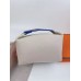 Hermes Bride-a-Brac Large Case in Ecru Canvas with Blue Zigzag Motifs