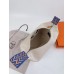 Hermes Bride-a-Brac Large Case in Ecru Canvas with Blue Zigzag Motifs