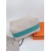 Hermes Bride-a-Brac Large Case in Ecru Canvas with Green Zigzag Motifs