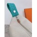 Hermes Bride-a-Brac Large Case in Ecru Canvas with Green Zigzag Motifs