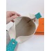 Hermes Bride-a-Brac Large Case in Ecru Canvas with Green Zigzag Motifs