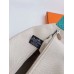 Hermes Bride-a-Brac Large Case in Ecru Canvas with Green Zigzag Motifs