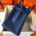 Hermes Birkin 30 Handmade Bag In Blue Ostrich Skin