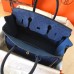 Hermes Birkin 30 Handmade Bag In Blue Ostrich Skin