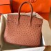 Hermes Birkin 30 Handmade Bag In Brown Ostrich Skin