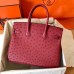 Hermes Birkin 30 Handmade Bag In Ruby Ostrich Skin