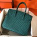 Hermes Birkin 30 Handmade Bag In Green Ostrich Skin