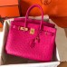 Hermes Birkin 30 Handmade Bag In Rose Red Ostrich Skin