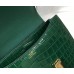 Hermes Constance 18 Handmade Bag In Green Embossed Crocodile