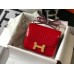 Hermes Constance 18 Handmade Bag In Red Embossed Crocodile