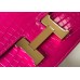 Hermes Constance 18 Handmade Bag In Rose Red Embossed Crocodile