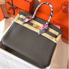 Hermes Birkin 35 Handmade Bag In Ardoise Clemence Leather