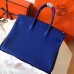 Hermes Birkin 35 Handmade Bag In Blue Electric Clemence Leather