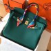 Hermes Birkin 35 Handmade Bag In Malachite Clemence Leather
