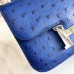 Hermes Constance 18 Handmade Bag In Blue Ostrich Leather
