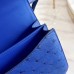 Hermes Constance 18 Handmade Bag In Blue Ostrich Leather