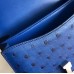 Hermes Constance 18 Handmade Bag In Blue Ostrich Leather