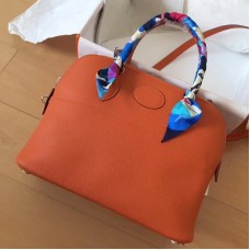 Hermes Bolide 35 Handmade Bag In Orange Clemence Leather