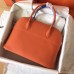 Hermes Bolide 35 Handmade Bag In Orange Clemence Leather