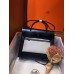 Hermes Herbag Zip 31cm Bag In Black Leather And Toile