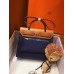 Hermes Herbag Zip 31cm Bag In Brown And Blue