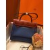 Hermes Herbag Zip 31cm Bag In Camel And Blue