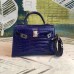 Hermes Kelly Mini II Handmade Bag In Blue Alligator Crocodile