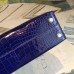 Hermes Kelly Mini II Handmade Bag In Blue Alligator Crocodile