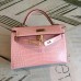 Hermes Kelly Mini II Handmade Bag In Nude Alligator Crocodile