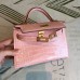 Hermes Kelly Mini II Handmade Bag In Nude Alligator Crocodile