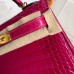 Hermes Kelly Mini II Handmade Bag In Rose Red Alligator Crocodile
