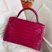 Hermes Kelly Mini II Handmade Bag In Rose Red Alligator Crocodile