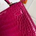 Hermes Kelly Mini II Handmade Bag In Rose Red Alligator Crocodile