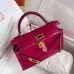 Hermes Kelly Mini II Handmade Bag In Rose Red Alligator Crocodile