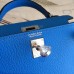 Hermes  Kelly Mini II Handmade Bag In Blue Chevre Leather
