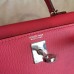 Hermes  Kelly Mini II Handmade Bag In Rose Lipstick Chevre Leather