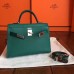 Hermes Kelly Mini II Handmade Bag In Malachite Epsom Leather