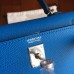 Hermes Kelly Mini II Handmade Bag In Blue Izmir Epsom Leather