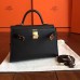 Hermes Kelly Mini II Handmade Bag In Black Epsom Leather