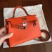 Hermes Kelly Mini II Handmade Bag In Orange Epsom Leather
