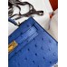 Hermes Kelly Mini II Handmade Bag In Blue Electric Ostrich Leather