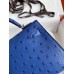 Hermes Kelly Mini II Handmade Bag In Blue Electric Ostrich Leather