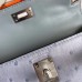 Hermes Kelly Mini II Handmade Bag In Blue Lin Ostrich Leather