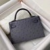 Hermes Kelly Mini II Handmade Bag In Gris Agate Ostrich Leather