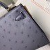 Hermes Kelly Mini II Handmade Bag In Gris Agate Ostrich Leather