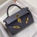 Hermes Kelly Mini II Handmade Bag In Gris Agate Ostrich Leather