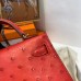 Hermes Kelly Mini II Handmade Bag In Red Ostrich Leather