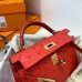 Hermes Kelly Mini II Handmade Bag In Red Ostrich Leather