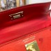 Hermes Kelly Mini II Handmade Bag In Red Ostrich Leather