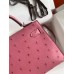 Hermes Kelly Mini II Handmade Bag In Terre Cutie Ostrich Leather